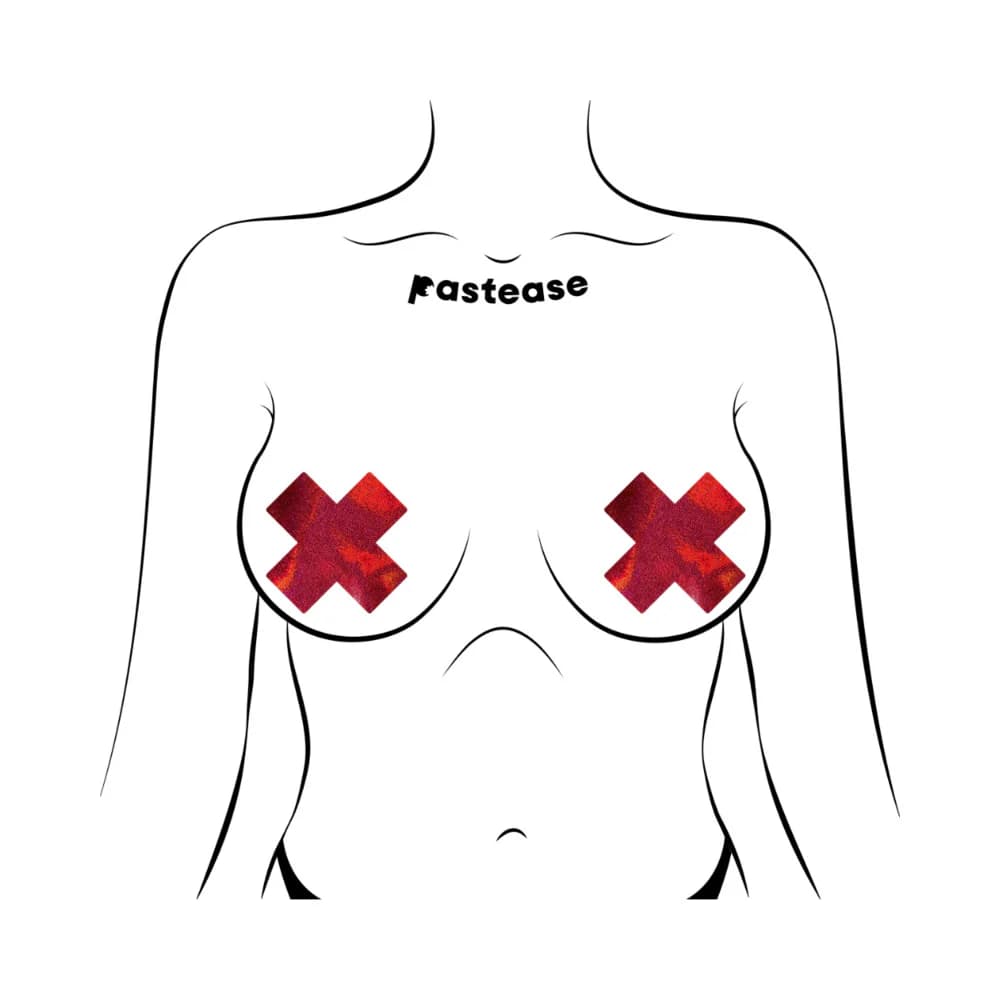 Pastease Everyday Reusable Liquid Red Cross Nipple Pasties thumbnail 2