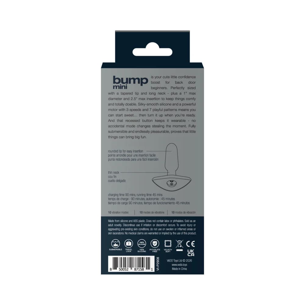 VeDO Bump Mini Rechargeable Anal Plug Black thumbnail 6
