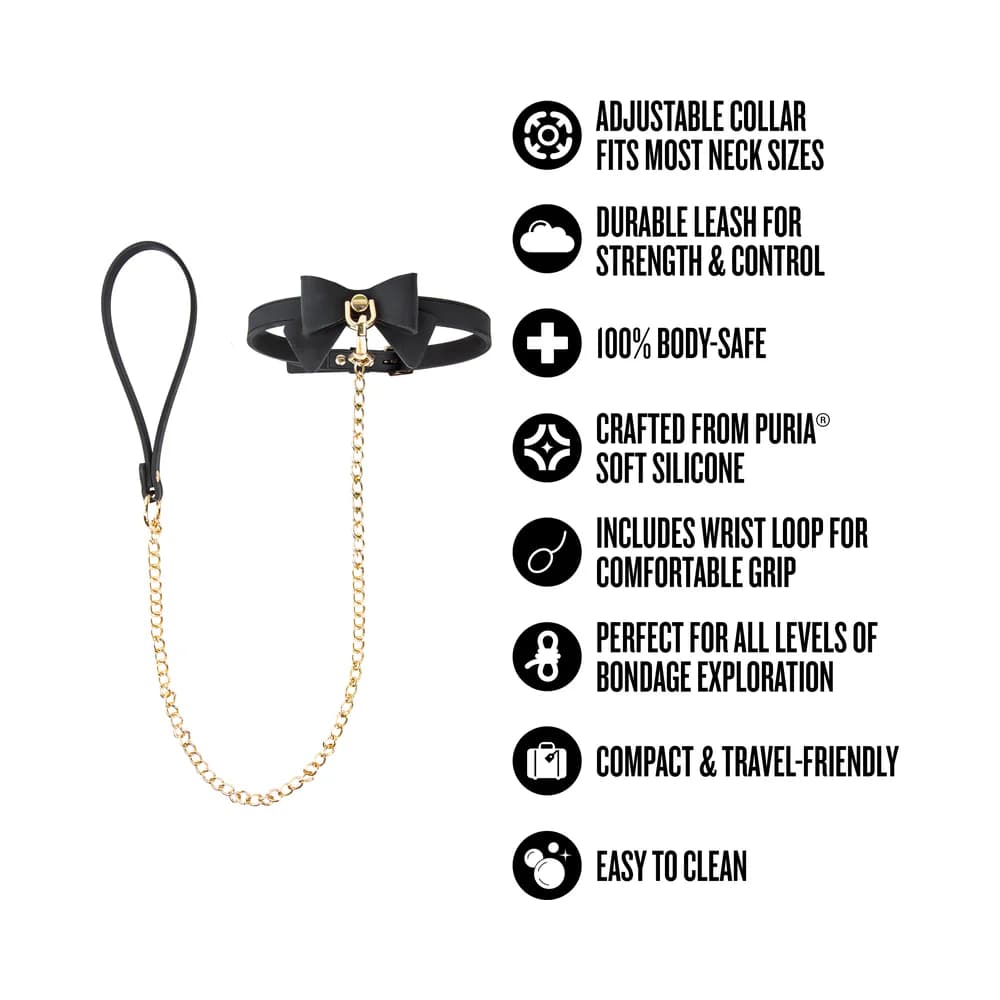 Temptasia Ardor Collar & Leash Black with Bow thumbnail 7