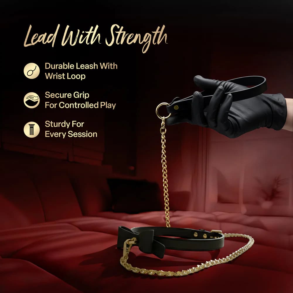 Temptasia Ardor Collar & Leash Black with Bow thumbnail 10