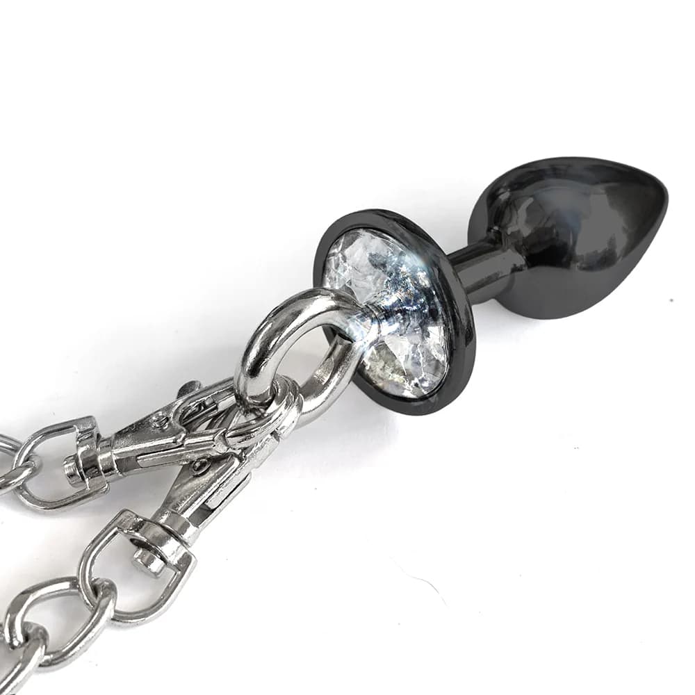 NIXIE Metal Butt Plug & Furry Handcuff Set Medium Black thumbnail 4