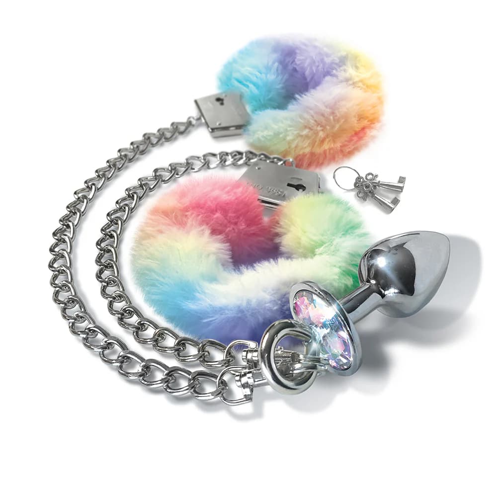 NIXIE Metal Butt Plug & Furry Handcuff Set Medium Unicorn thumbnail 3