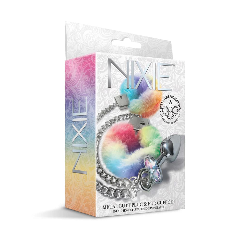 NIXIE Metal Butt Plug & Furry Handcuff Set Medium Unicorn thumbnail 6