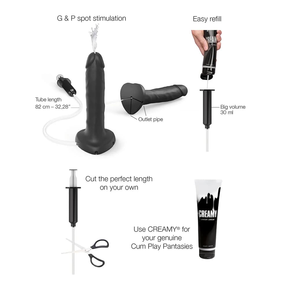 Strap-On-Me Squirting Cum Realistic Dildo Large Black thumbnail 4