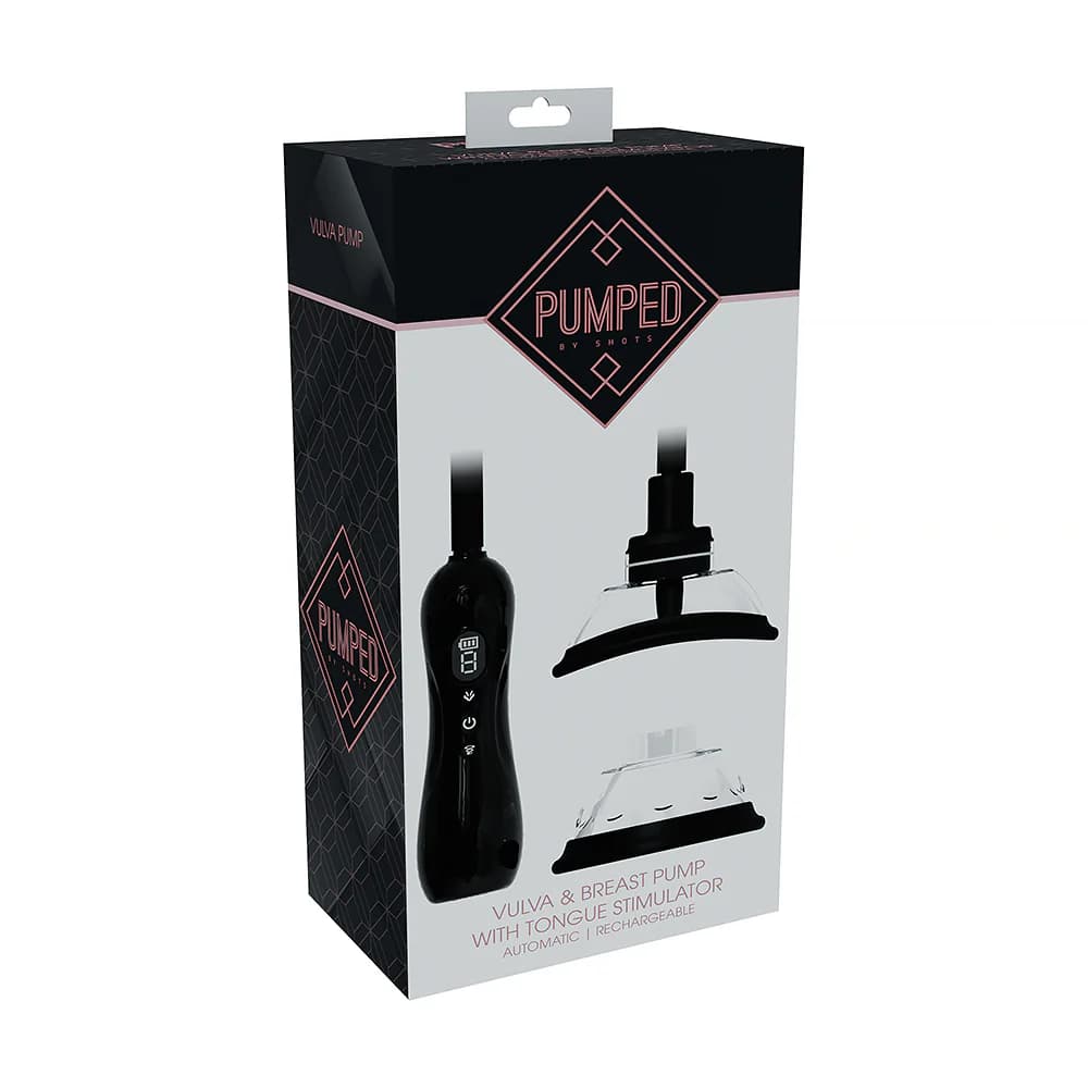 PUMPED Automatic Rechargeable Vulva & Breast Pump with Tongue Stimulator Black
