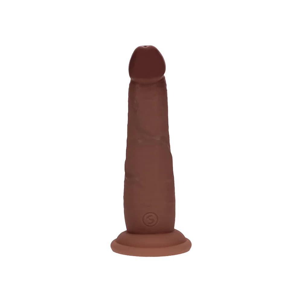 Realrock Sliding Skin Dual Density Silicone Dildo 6 in. Brown thumbnail 2