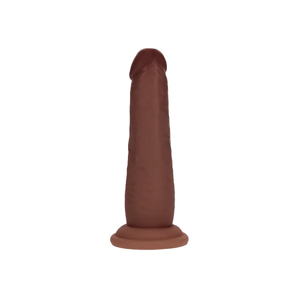Realrock Sliding Skin Dual Density Silicone Dildo 6 in. Brown thumbnail 3