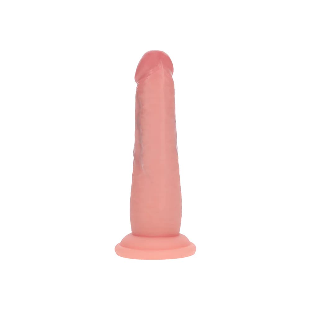 Realrock Sliding Skin Dual Density Silicone Dildo 6 in. Beige thumbnail 3