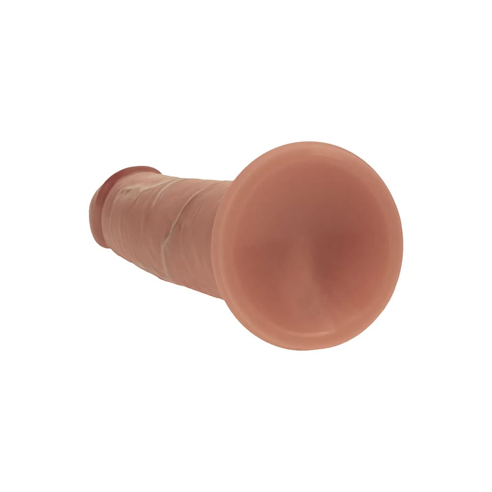 Realrock Sliding Skin Dual Density Silicone Dildo 6 in. Tan thumbnail 4