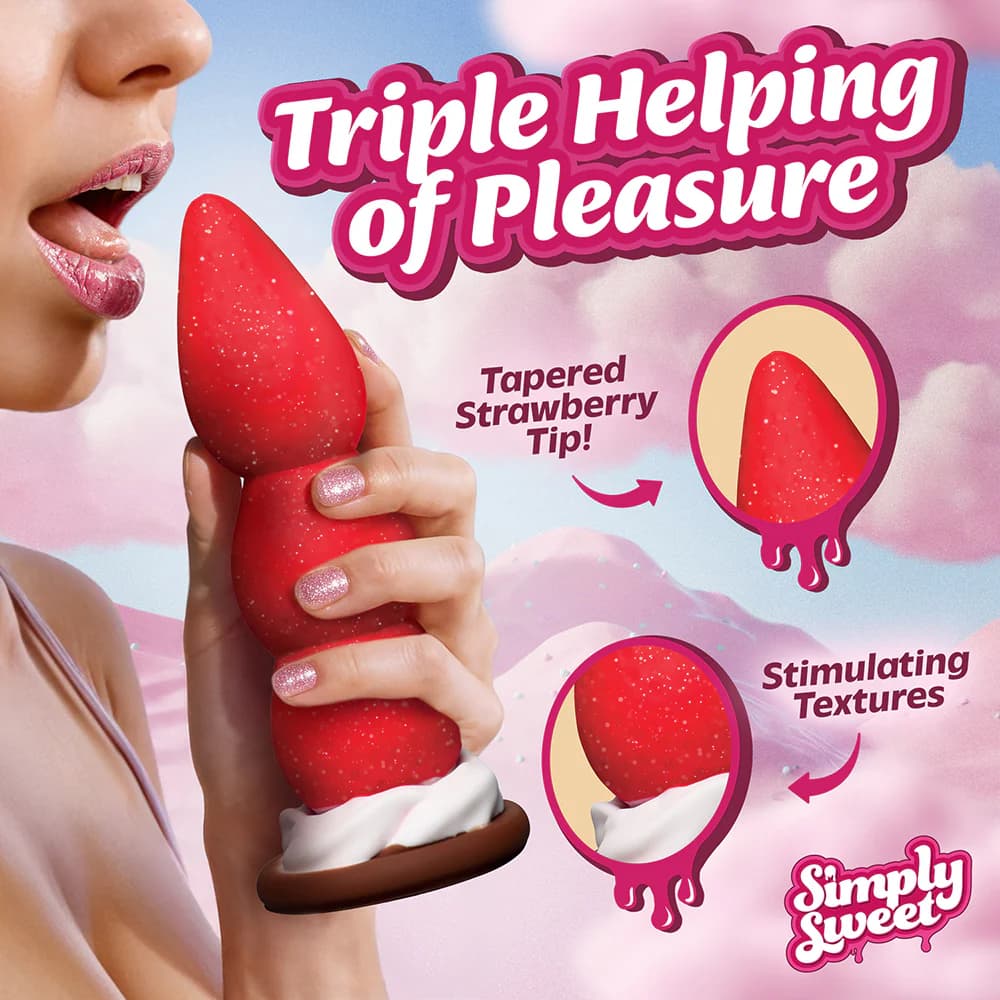 Simply Sweet Strawberry Sweet Cream Premium Silicone Dildo thumbnail 8