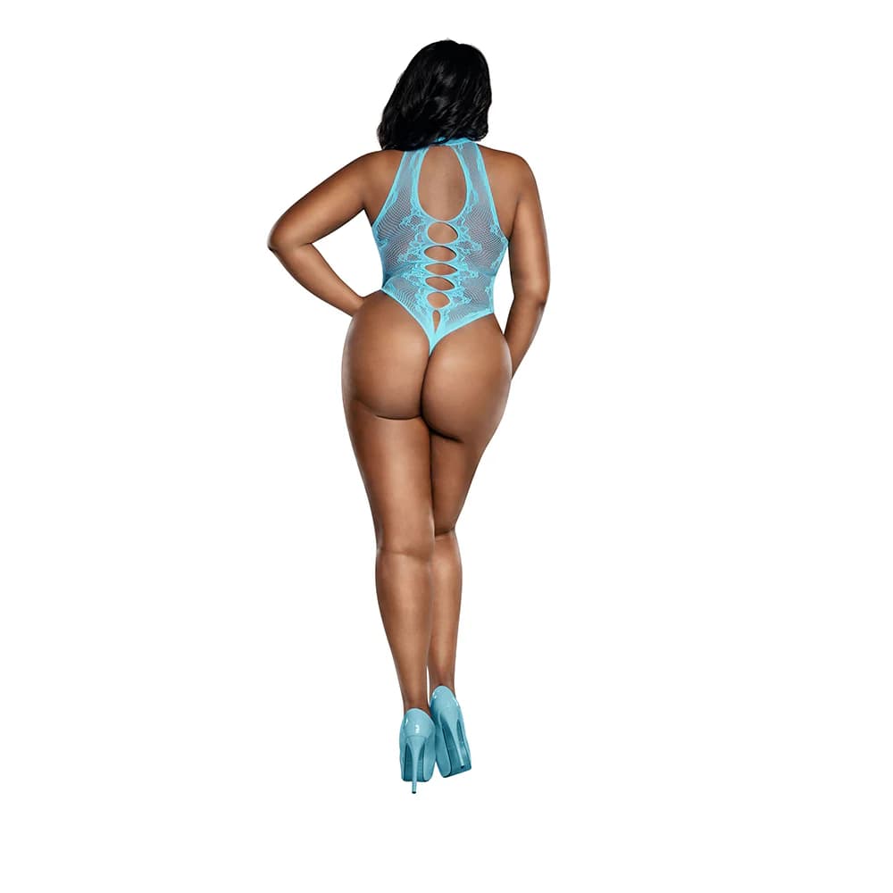 Dreamgirl Crotchless Peek-A-Boo Madame Teddy Turquoise Queen Size thumbnail 2
