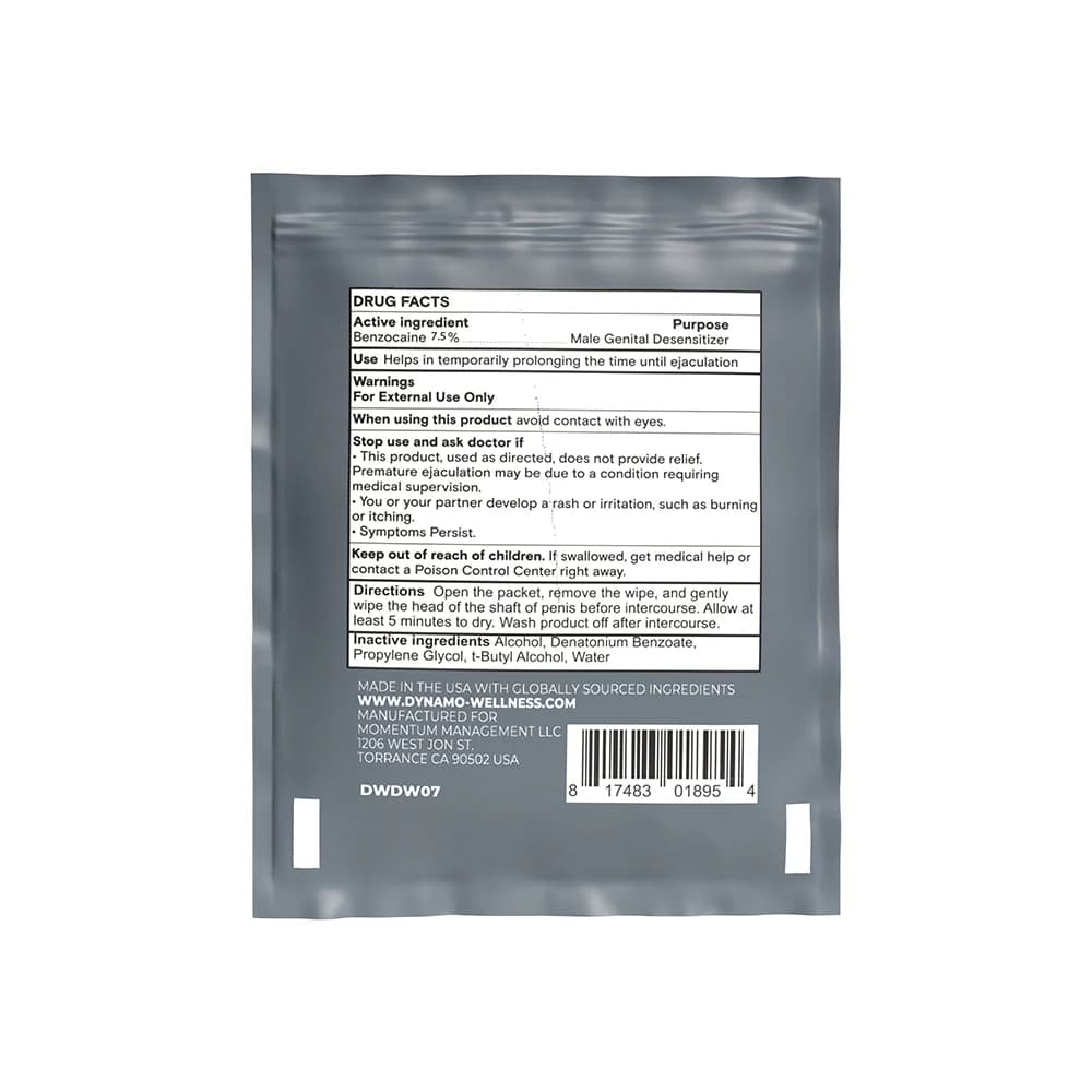 Dynamo Wellness Maximum Strength Delay Wipe 7.5% - 36-Pack thumbnail 3