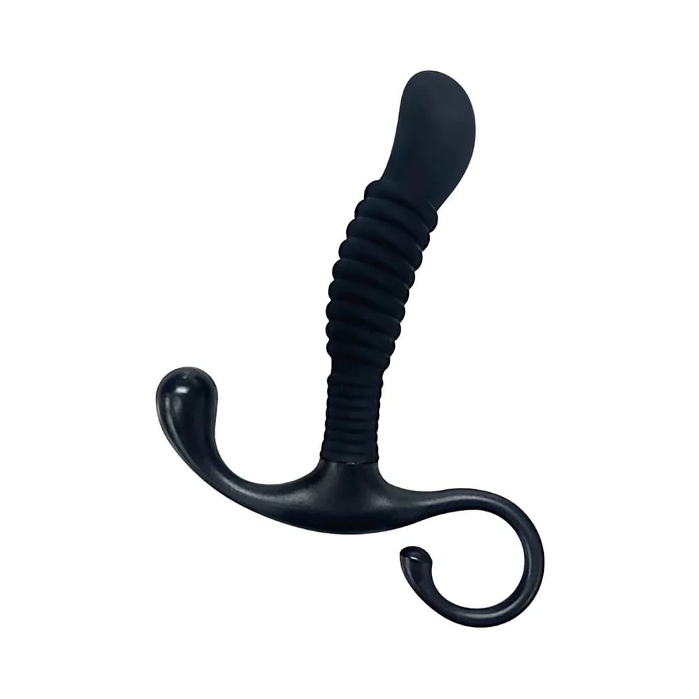 OptiMALE Ribbed Silicone P-Massager Black thumbnail 2