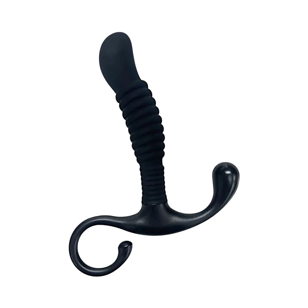 OptiMALE Ribbed Silicone P-Massager Black thumbnail 3