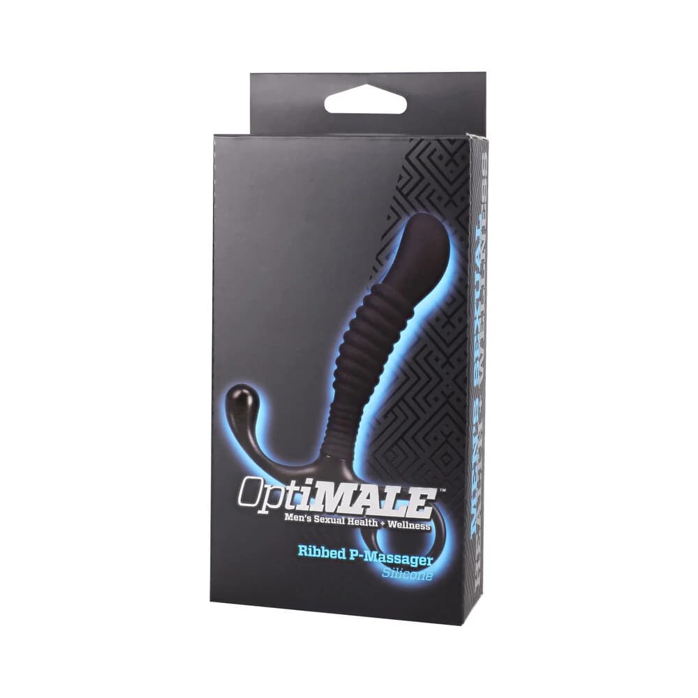 OptiMALE Ribbed Silicone P-Massager Black thumbnail 4