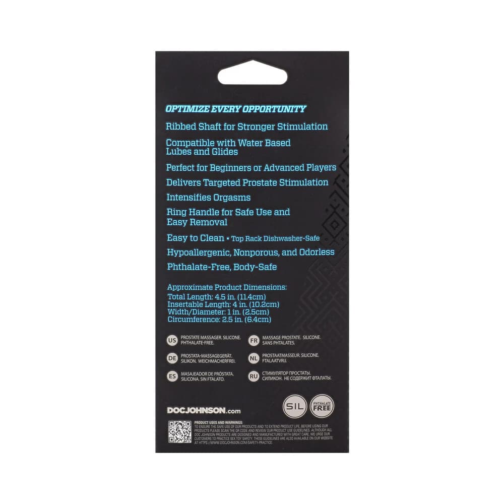 OptiMALE Ribbed Silicone P-Massager Black thumbnail 5