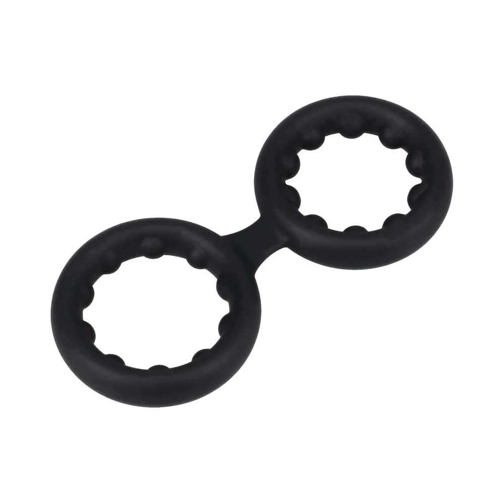 ROCK SOLID Silicone Double Stamina Ring with Metal Beads Black thumbnail 2