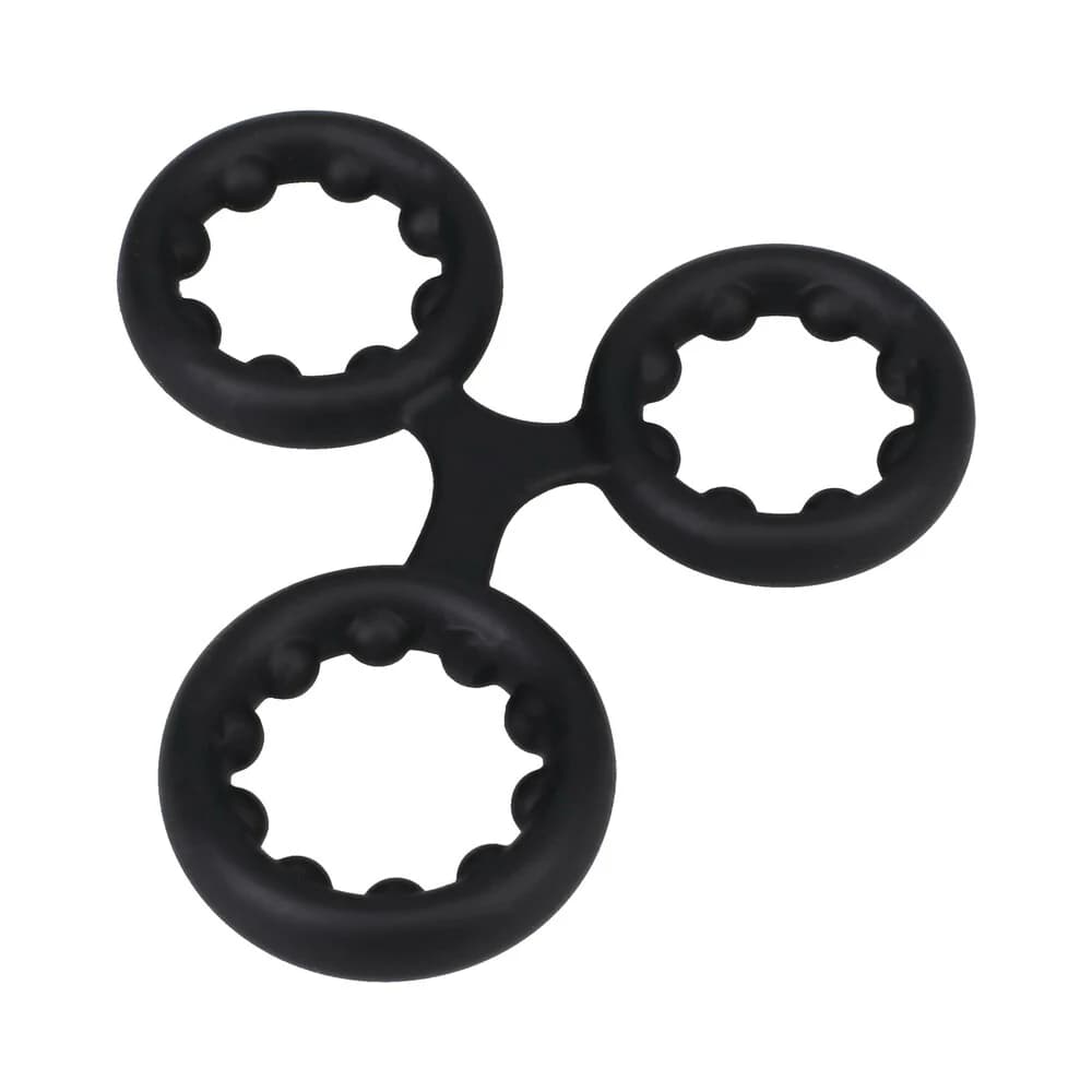 ROCK SOLID Silicone Triple Stamina Ring with Metal Beads Black thumbnail 2
