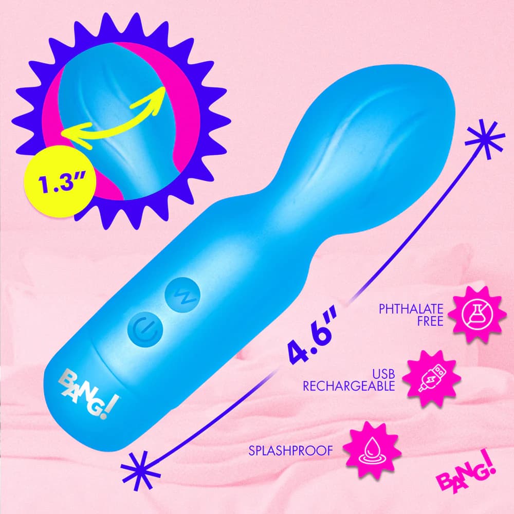 BANG! Vibrating Silicone Mini Wand Blue thumbnail 5