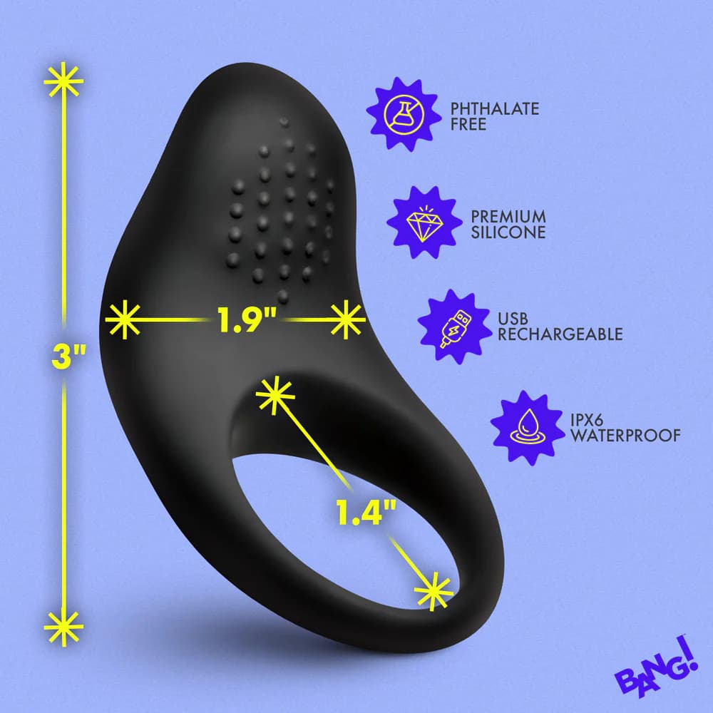 BANG! Vibrating Silicone Cock Ring Black thumbnail 9