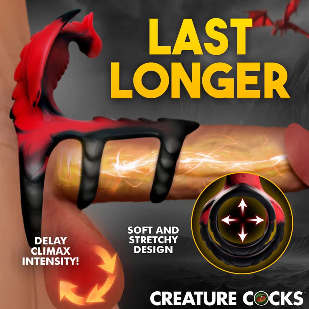Creature Cocks Dragon Flight Vibrating Silicone Cock Ring thumbnail 8