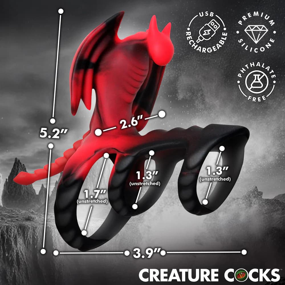 Creature Cocks Dragon Flight Vibrating Silicone Cock Ring thumbnail 9