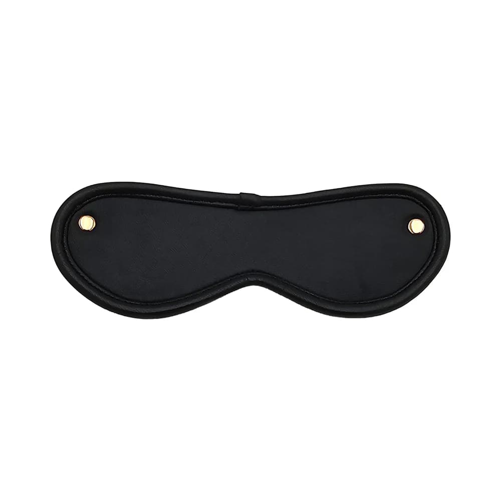 Rouge Leather Blindfold Black with Gold Accessories