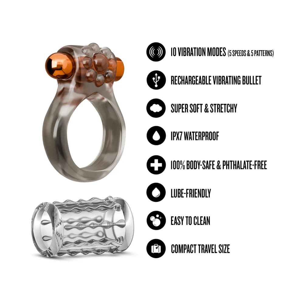 Stay Hard Vibrating Cock Ring Set with Sleeve 1 thumbnail 7