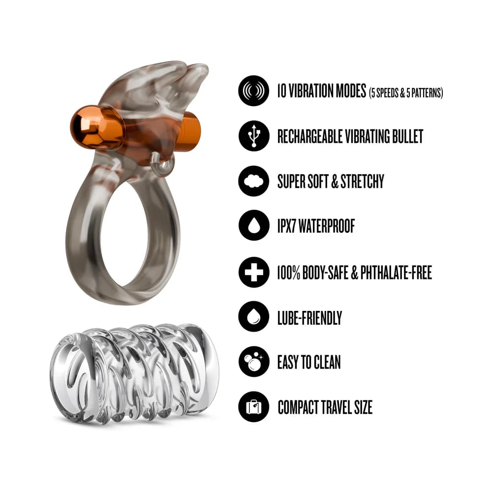 Stay Hard Vibrating Cock Ring Set with Sleeve 4 thumbnail 7