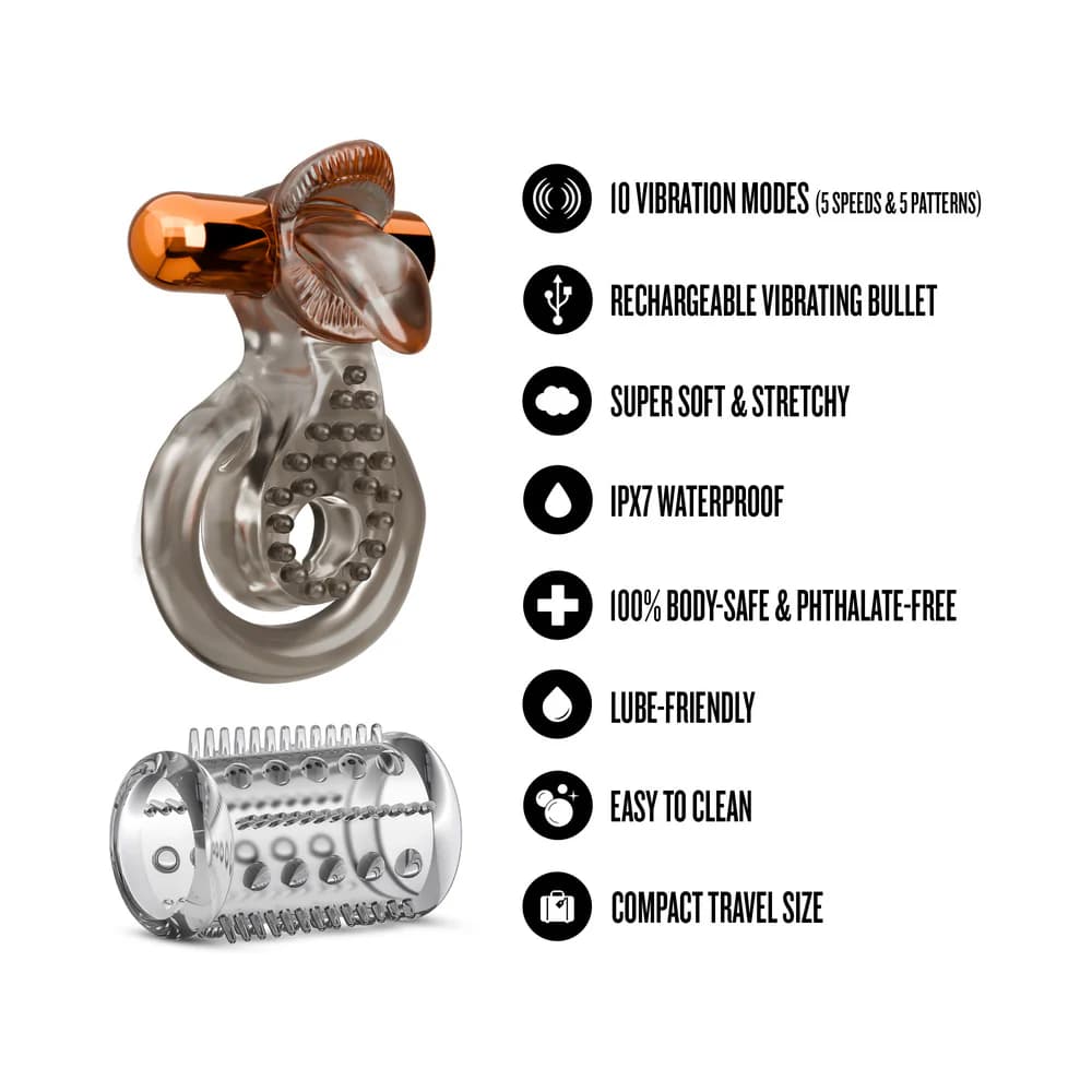 Stay Hard Vibrating Cock Ring Set with Sleeve 5 thumbnail 7