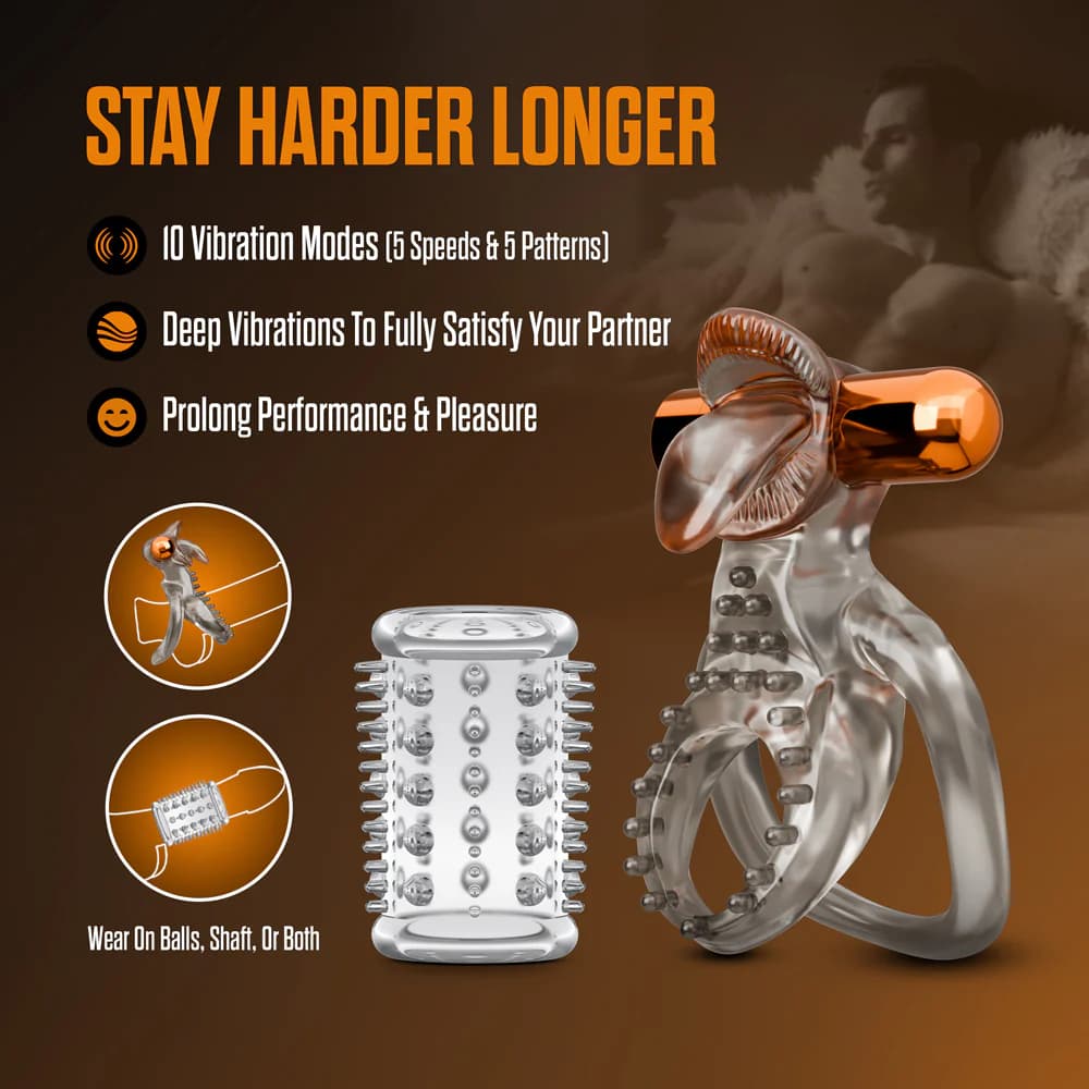 Stay Hard Vibrating Cock Ring Set with Sleeve 5 thumbnail 9