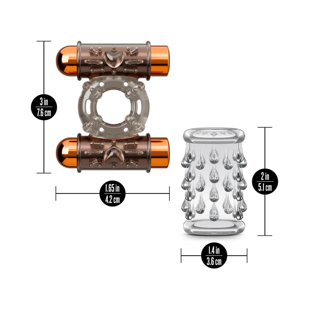 Stay Hard Vibrating Cock Ring Set with Sleeve and 2 Bullets thumbnail 8