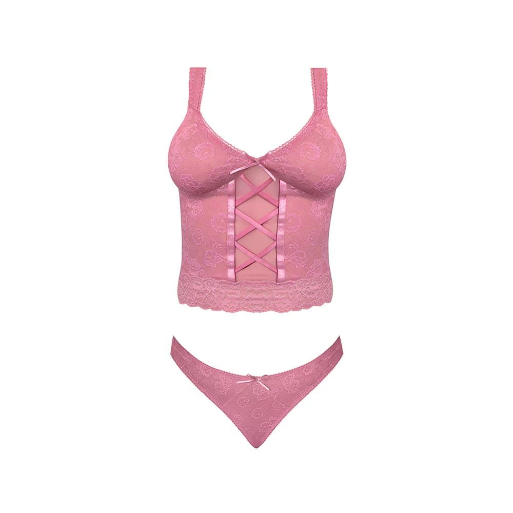 Magic Silk Wisteria Mist Bustier Cami & Thong Set Pink S/M thumbnail 5