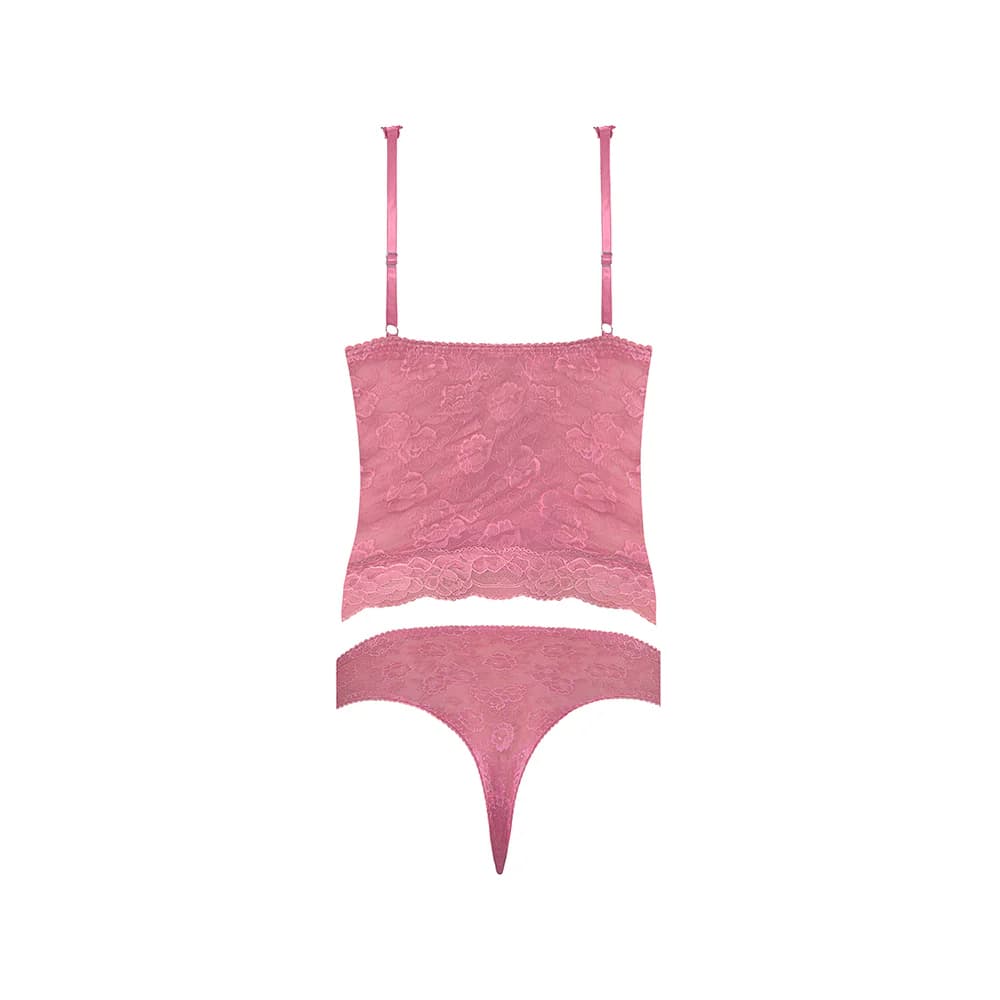 Magic Silk Wisteria Mist Bustier Cami & Thong Set Pink S/M thumbnail 6