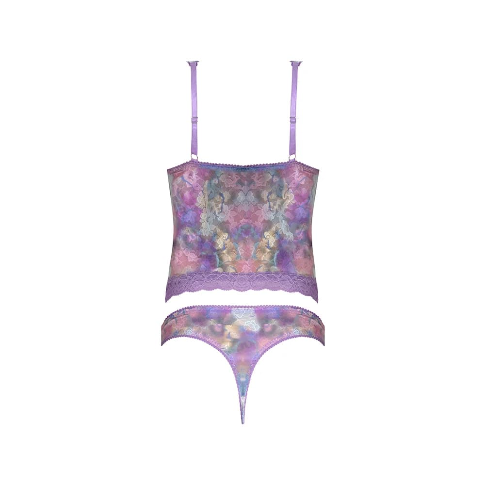 Magic Silk Wisteria Mist Bustier Cami & Thong Set Floral S/M thumbnail 7