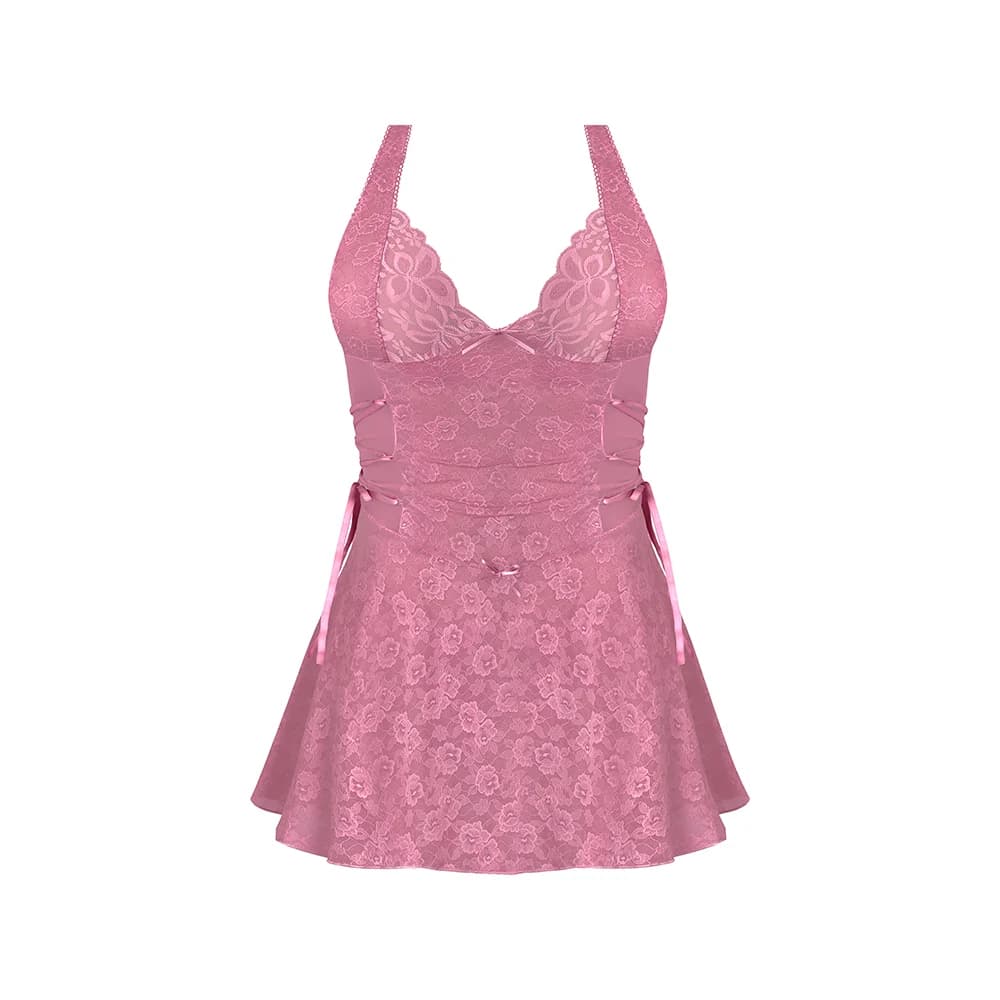 Magic Silk Wisteria Mist Halter Babydoll & G-Set Pink S/M thumbnail 6