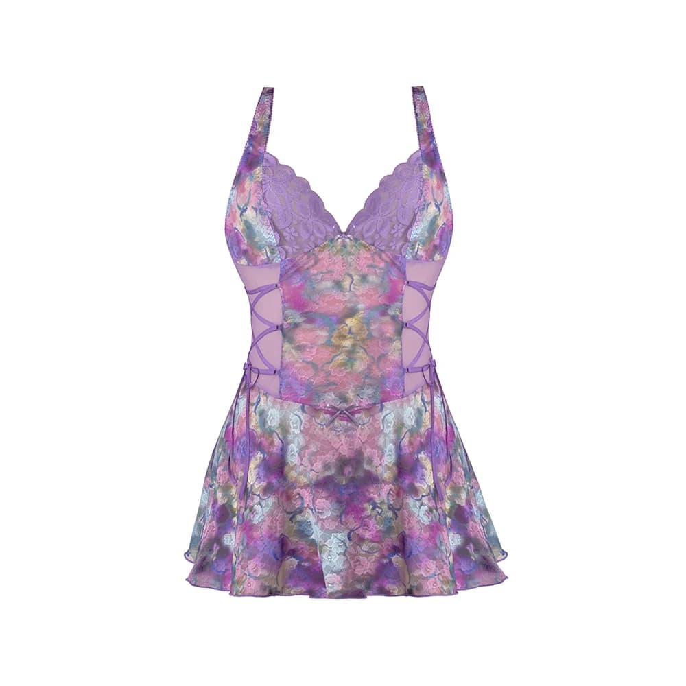 Magic Silk Wisteria Mist Halter Babydoll & G-Set Floral S/M thumbnail 6