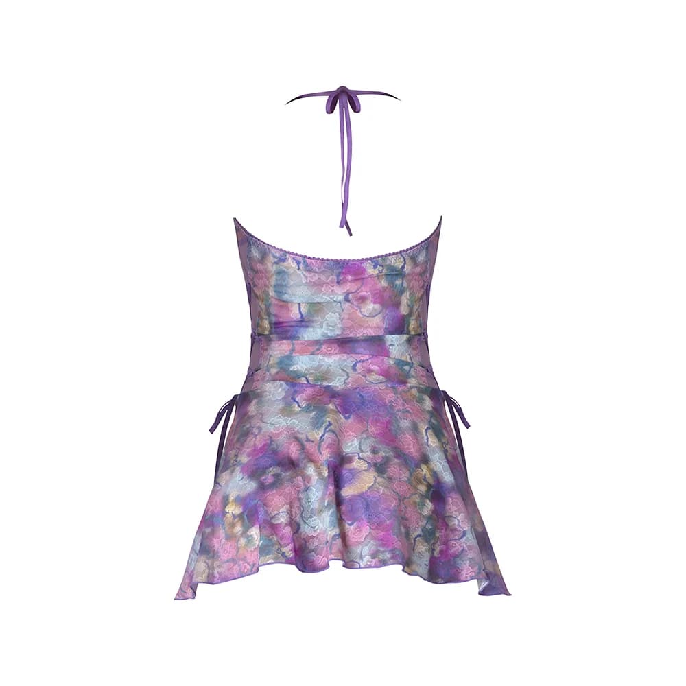 Magic Silk Wisteria Mist Halter Babydoll & G-Set Floral S/M thumbnail 7