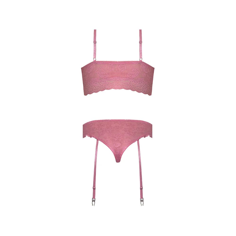 Magic Silk Wisteria Mist Bralette & Panty with Removable Garters Pink L/XL thumbnail 6