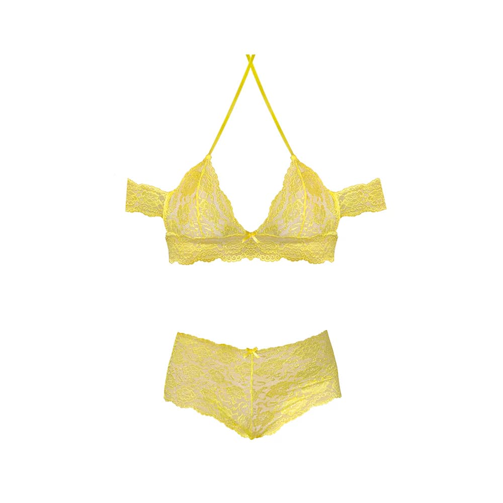 Magic Silk Daffodil Dreams Bardot Sleeve Halter Top & Boy Short Set Yellow L/XL thumbnail 7
