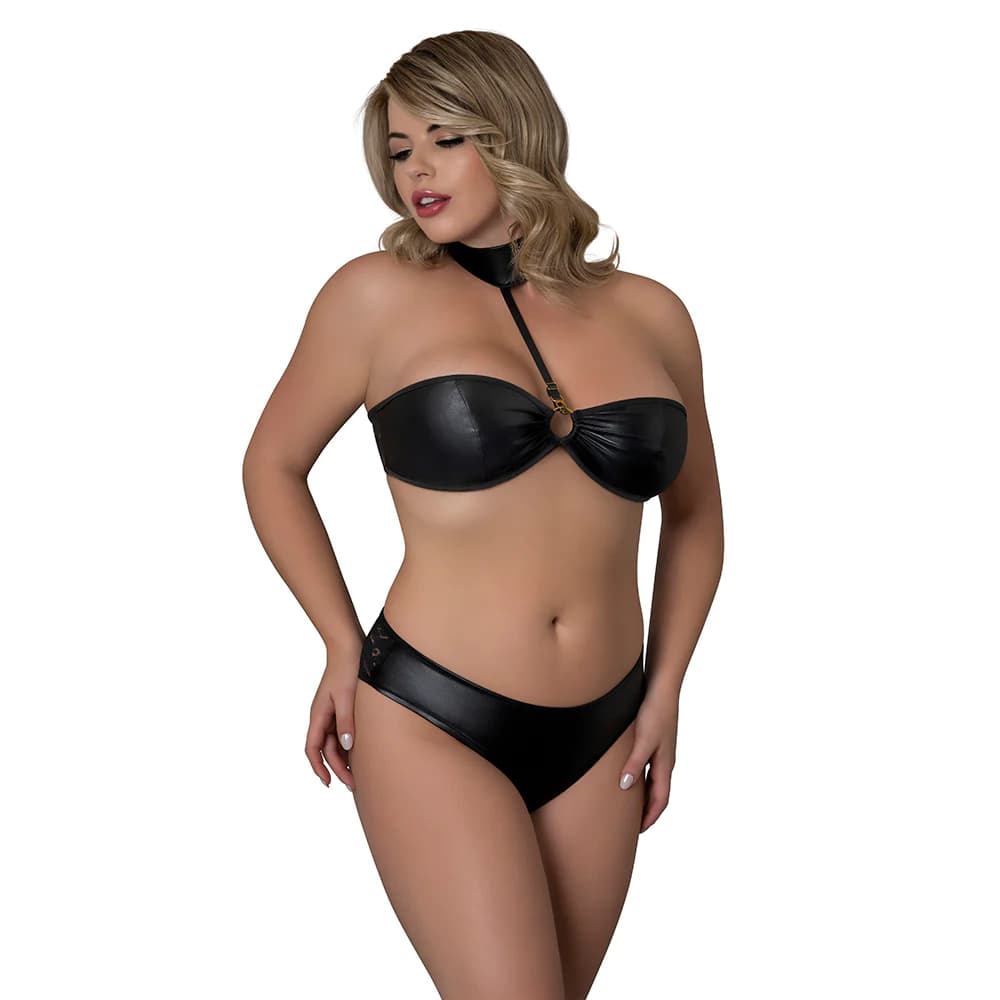Magic Silk Sinful Bandeau with Removable Choker, Panty & Mask Set Black Queen Size thumbnail 2