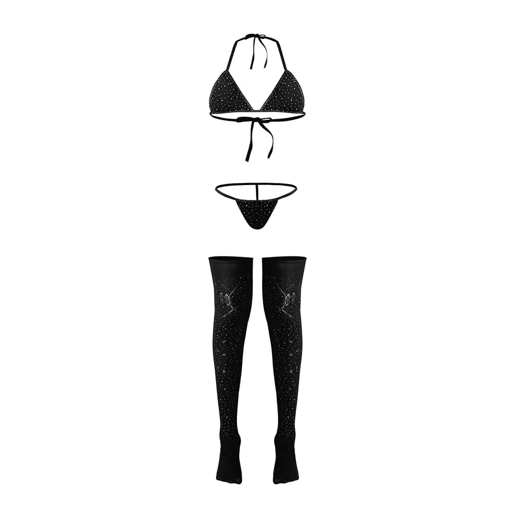 Magic Silk Seamless Bra, Panty & Thigh Highs Black O/S thumbnail 5