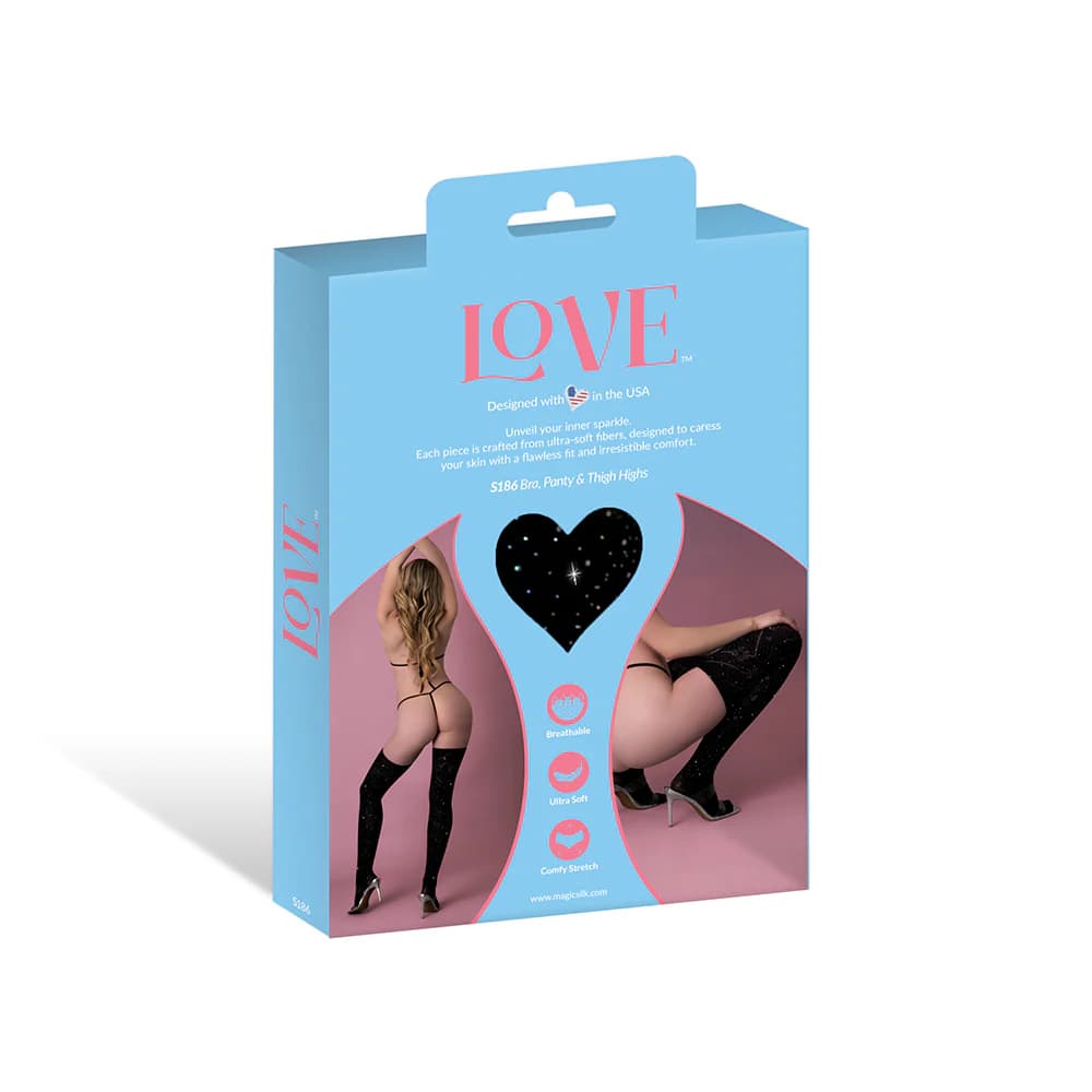Magic Silk Seamless Bra, Panty & Thigh Highs Black O/S thumbnail 6