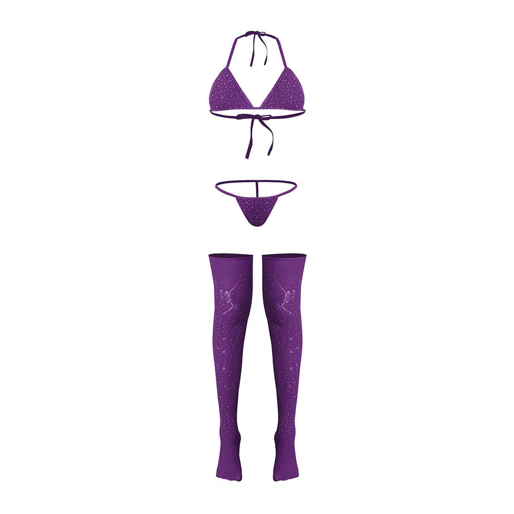 Magic Silk Seamless Bra, Panty & Thigh Highs Violet O/S thumbnail 4