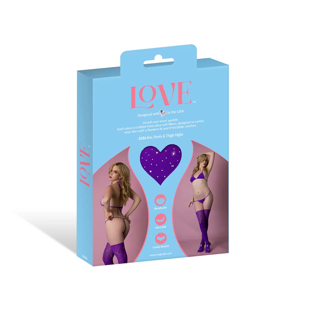 Magic Silk Seamless Bra, Panty & Thigh Highs Violet O/S thumbnail 5