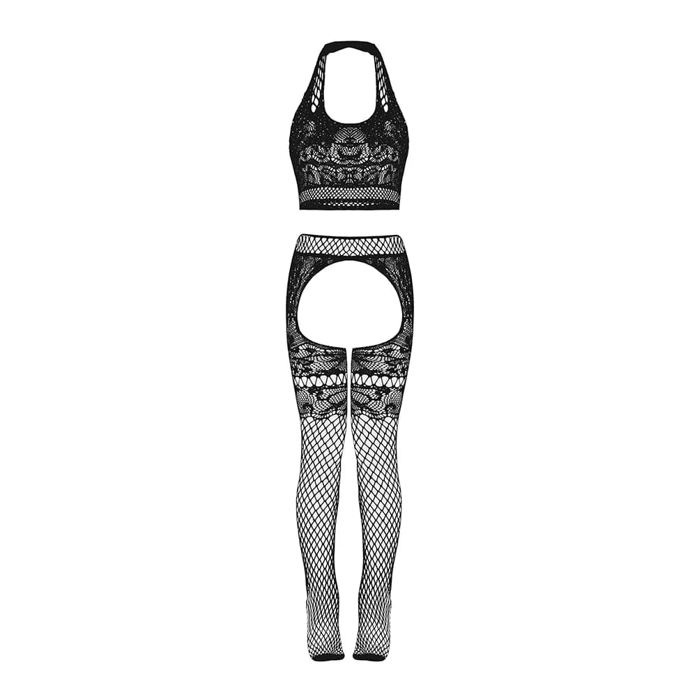 Magic Silk Seamless Cami & Gartered Thigh High Black O/S thumbnail 6