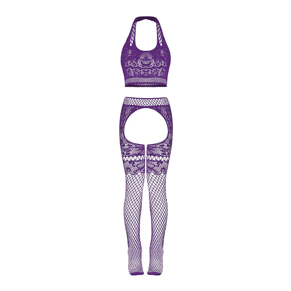 Magic Silk Seamless Cami & Gartered Thigh High Violet O/S thumbnail 4