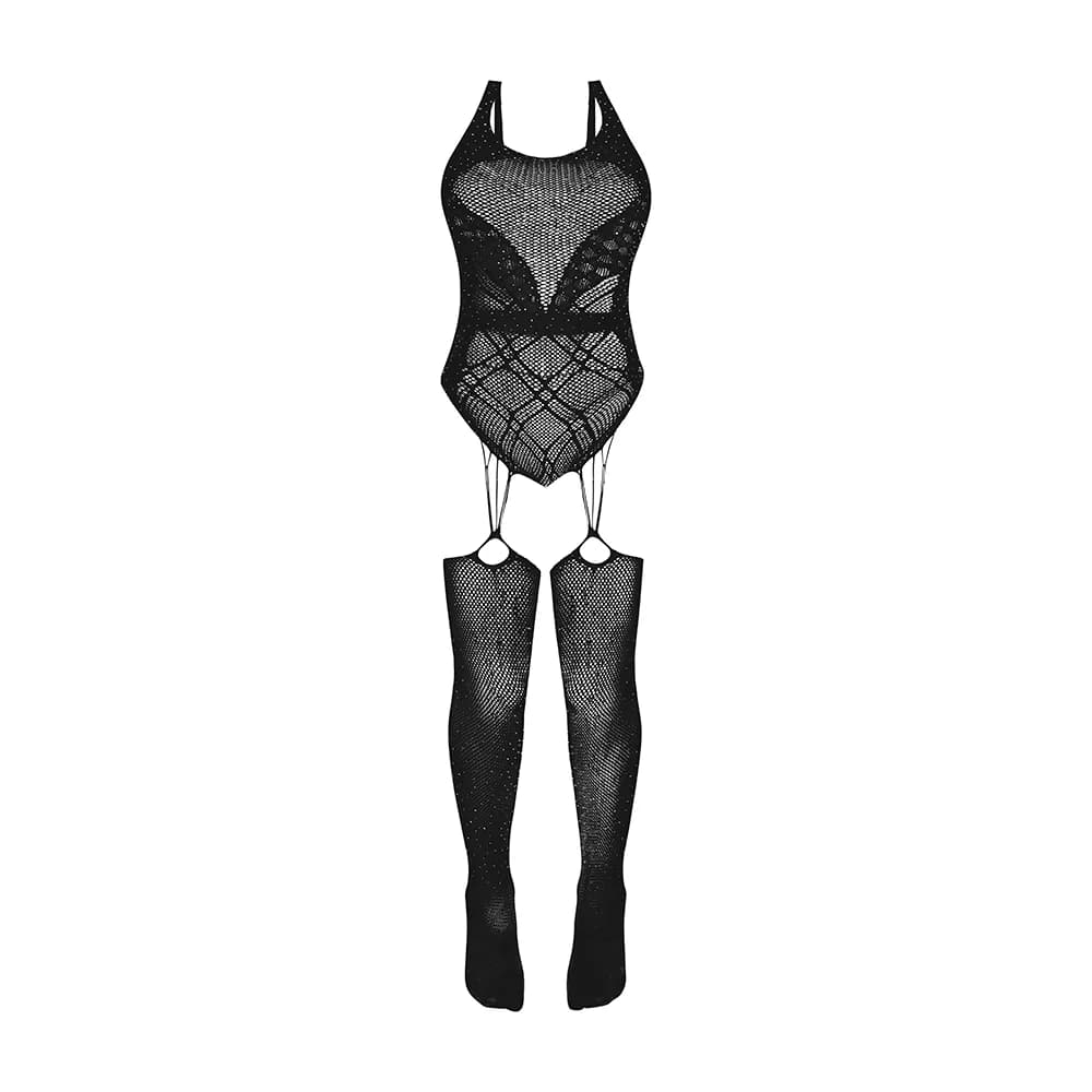 Magic Silk Seamless Gartered Bodystocking Black O/S thumbnail 6