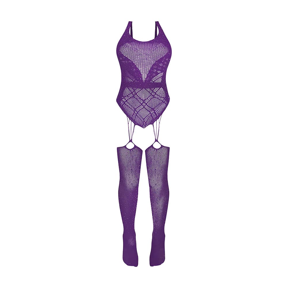 Magic Silk Seamless Gartered Bodystocking Violet O/S thumbnail 6