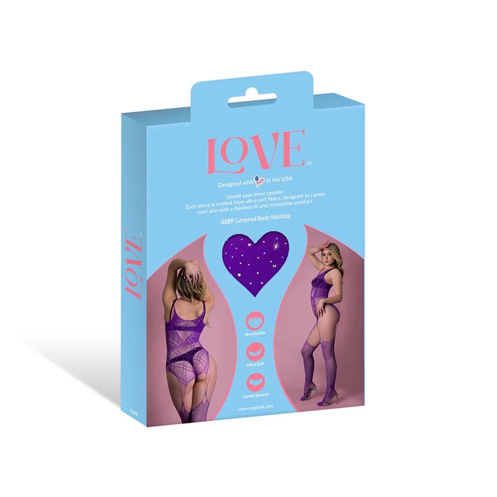 Magic Silk Seamless Gartered Bodystocking Violet O/S thumbnail 7